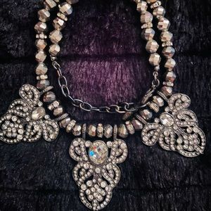 St. Thomas Fashion diamond & metallic beaded necklace.